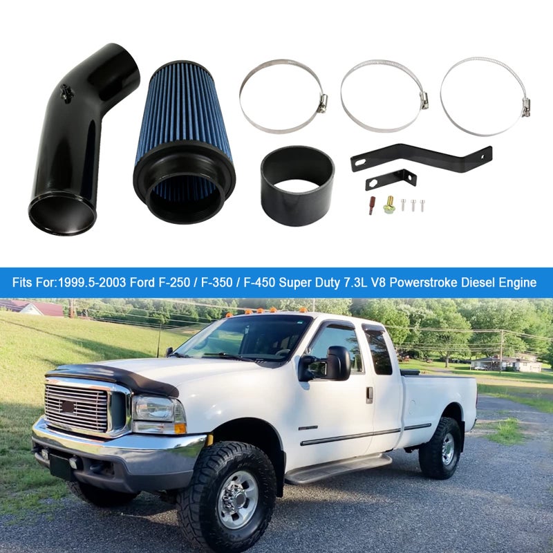 LDMINDA Oiled Cold Air Intake 7.3 Diesel Kit Air Intake Pipe With Oiled Filter Replacement For Ford F250 F350 F450 Super Duty 7.3L Powerstroke Diesel (1999.5-2000 2001 2002 2003) - Image 3
